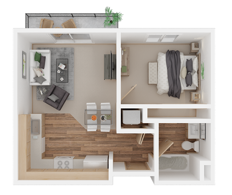 Floor plan for 1 bed, 1 bath, 547 sqft